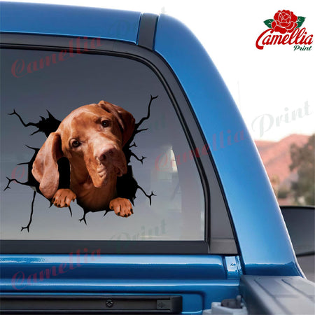 Vizsla Crack Decal For Car Window Funny Memes Outdoor Stickers Unique Mothers Day Gifts