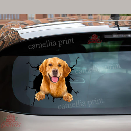 Golden Retriever Crack Decals For Cars Cute Sticker Christmas Gifts