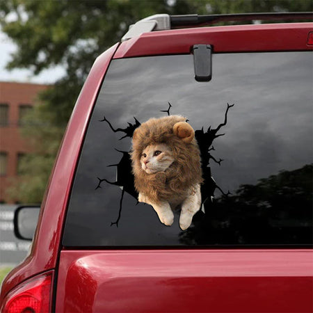 [da0010-snf-tnt]-lion-crack-car-sticker-animals-lover