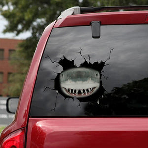 [sk0224-snf-tnt] Funny Sharks Crack Car Animal Sticker Lover - Camellia Print