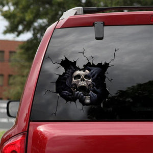 [sk0227-snf-tnt] Skull Crack Car Sticker Lover - Camellia Print