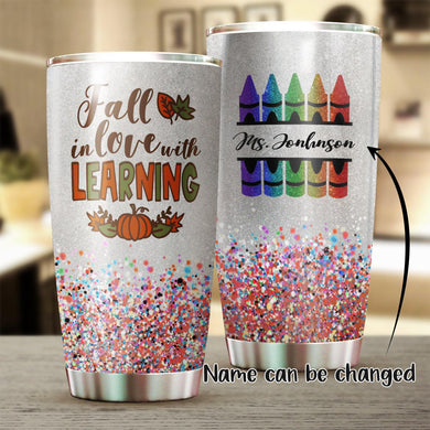 Fall in love with learning tumbler - Camellia Print