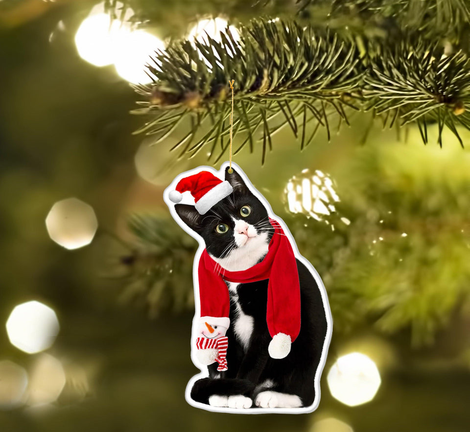 Ornament Tuxedo Cat Gift For Christmas Decorate The Pine Tree - Camellia Print