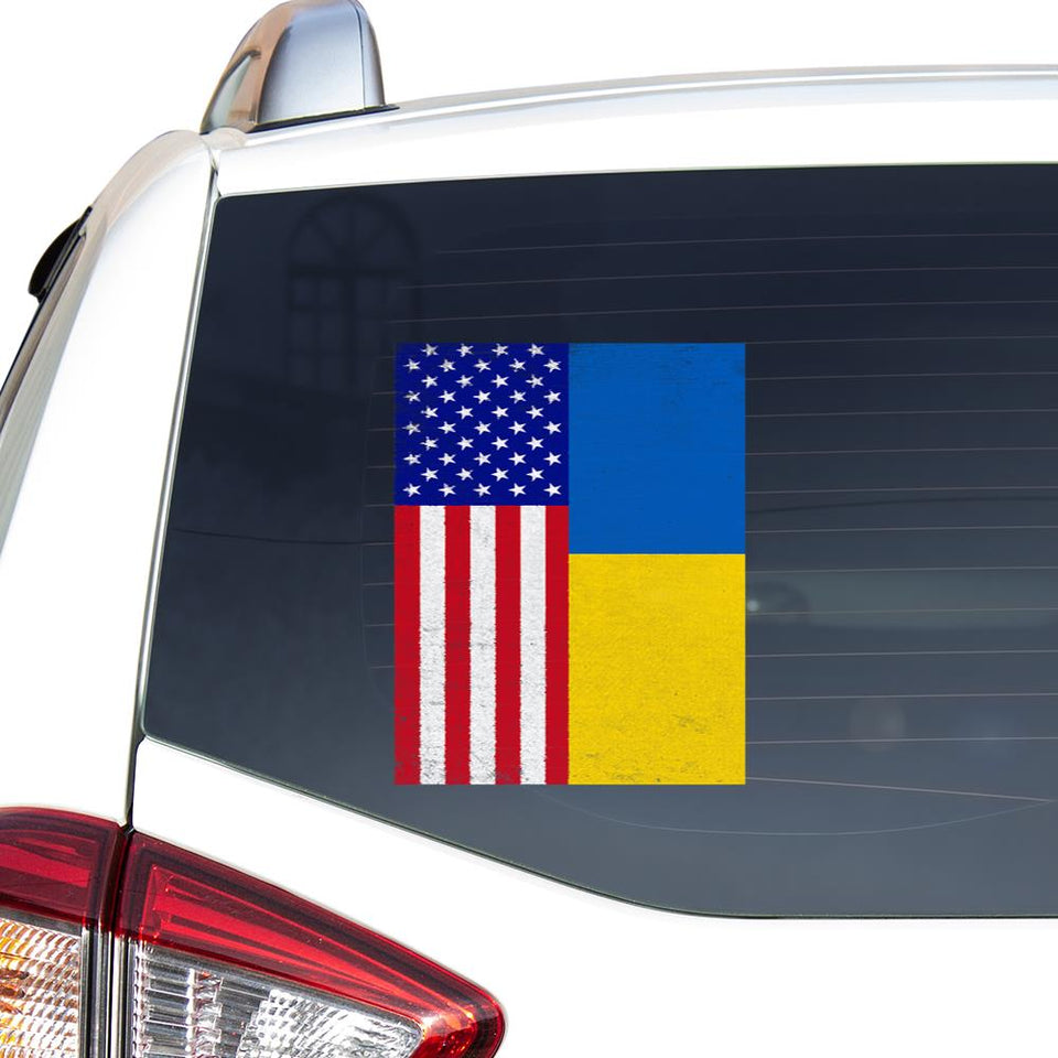 Ukraine Usa Flag Vintage Ukrainian American Flag Peace Love Ukraine Car Vinyl Decal Sticker