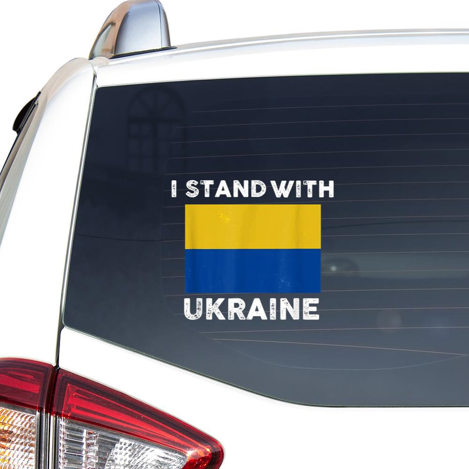 Ukrainian Lover I Stand With Ukraine Flag Essential Car Vinyl Decal Sticker