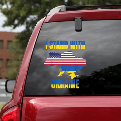 Ukrainian Lover I Stand With Ukraine Us Flag Essential Car Vinyl Decal Sticker