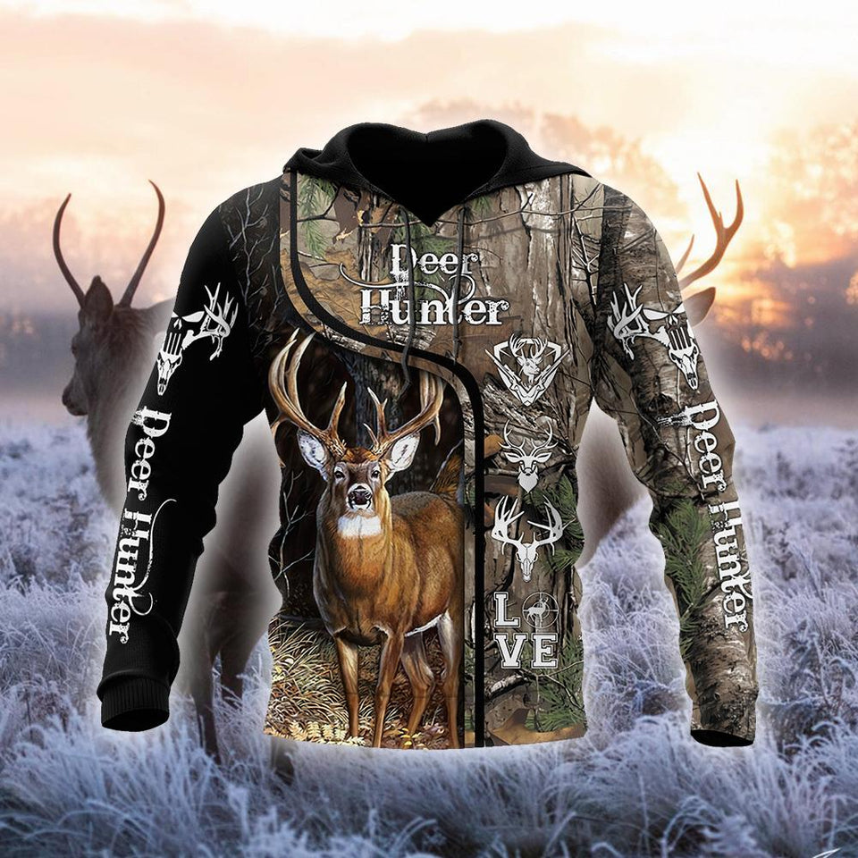 3D All Over Printed Deer Hunting Hoodie AM082015