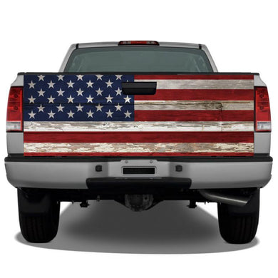 American Flag Distressed Wood Vintage Tailgate Wrap Sticker Tailgate Wrap Decals For Trucks