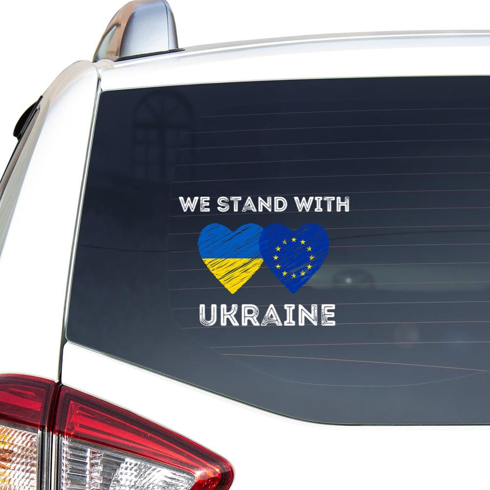 We Stand With Ukraine Europe Support Ukraine Essential Car Vinyl Decal Sticker