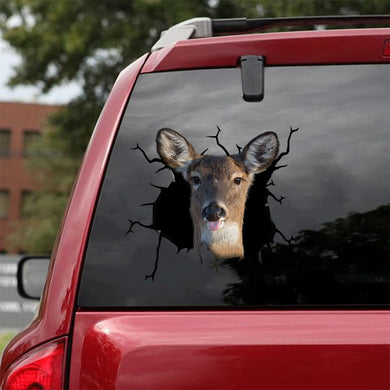 [sk1329-snf-tnt]-white-tailed-deer-crack-sticker-hunting-lover