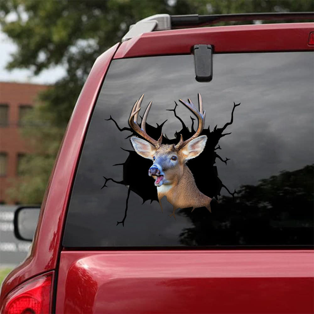 [sk1328-snf-tnt]-white-tailed-deer-crack-sticker-hunting-lover