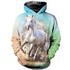 3D Printed White Horse Painting Hoodie T-shirt DT031202