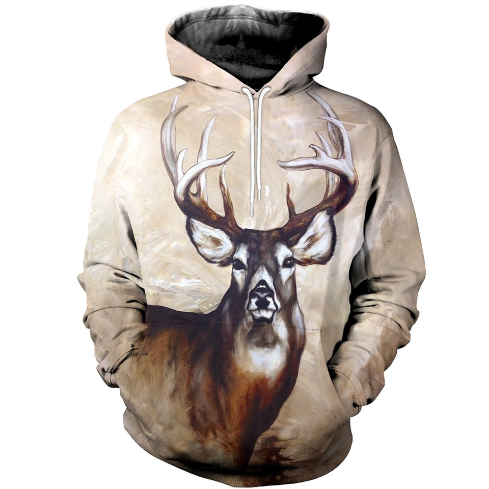 3D Printed Whitetail Deer Painting Hoodie T-shirt