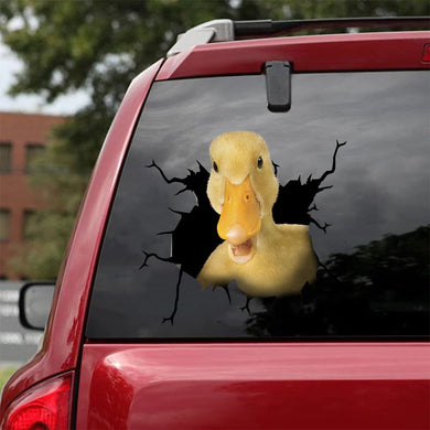 [sk1348-snf-tpa]-yellow-duck-crack-sticker-duck-lover