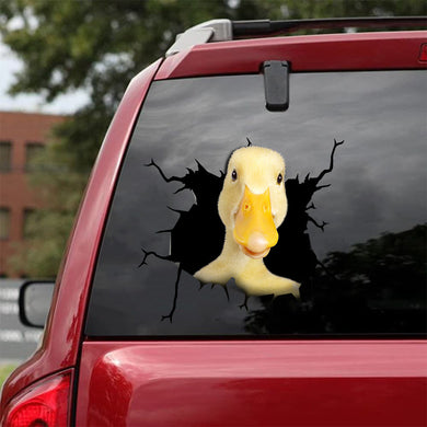 [sk1345-snf-tpa]-yellow-duck-crack-sticker-duck-lover
