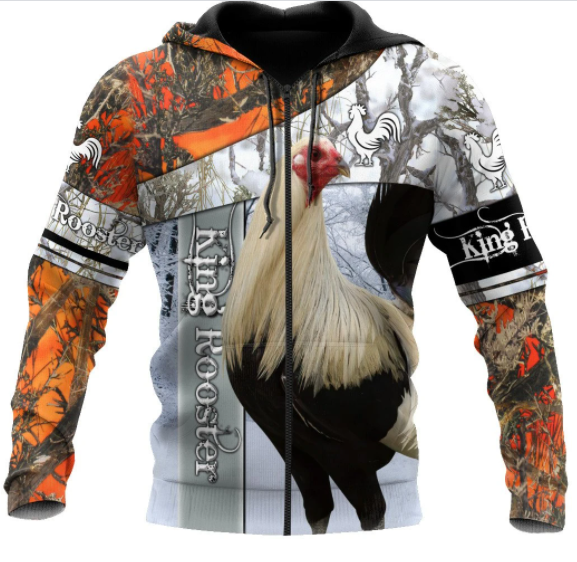 Rooster King Camo II All Over Printed Unisex Hoodie 6