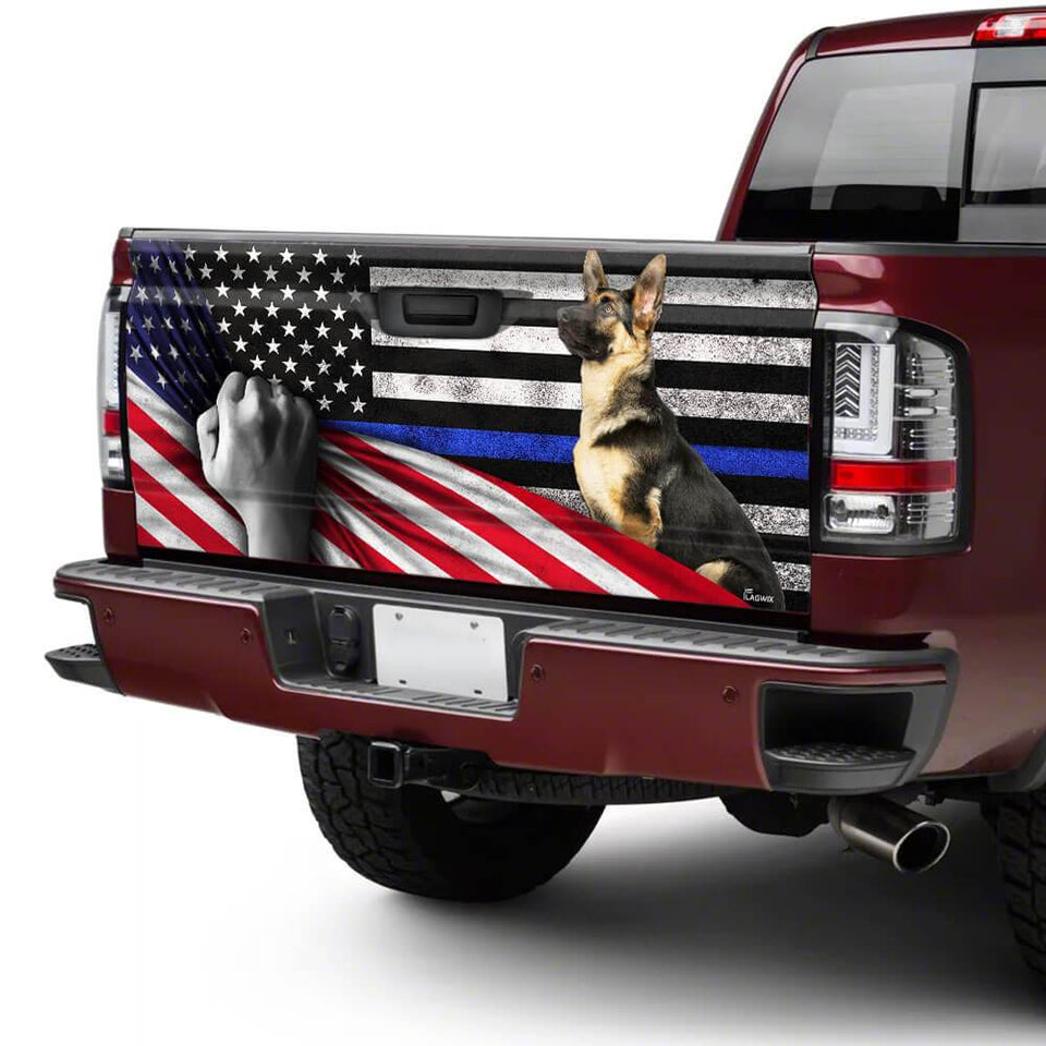 German Shepherd The Thin Blue Line America Truck Tailgate Decal Sticker Wrap Tailgate Wrap Decals For Trucks
