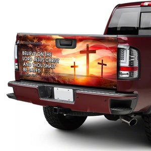Believe On The Lord Jesus Chrico truck Tailgate Decal Sticker Wrap Tailgate Wrap Decals For Trucks