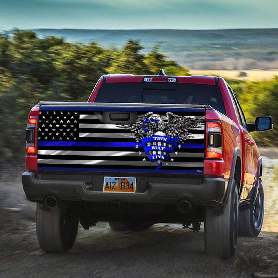 Thin Blue Line truck Tailgate Decal Sticker Wrap Tailgate Wrap Decals For Trucks
