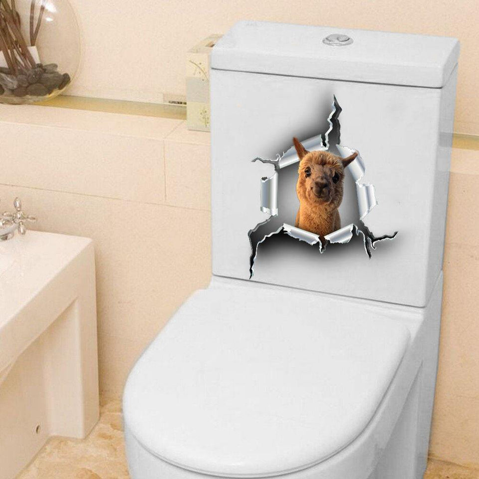 [sk0117-snf-hnd]Funny alpaca Toilet Sticker Lover - Camellia Print