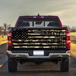 Husband Daddy Protector Hero Veterans truck Tailgate Decal Sticker Wrap Tailgate Wrap Decals For Trucks