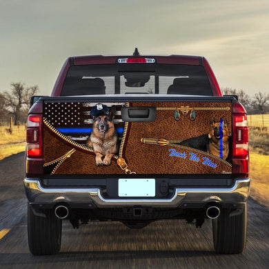German Shepherd Back The Blue 3d Zipper truck Tailgate Decal Sticker Wrap Tailgate Wrap Decals For Trucks