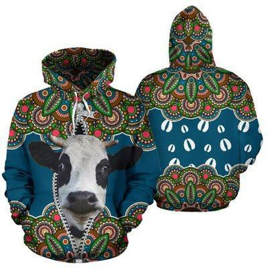 COW ZIPPER MANDALA - HOODIE