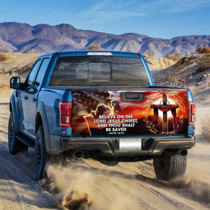 God Jesus Christian Believe On The Lord Jesus Christ American truck Tailgate Decal Sticker Wrap Tailgate Wrap Decals For Trucks