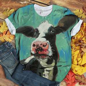 Happy Cow Farm Floral Art T-shirt