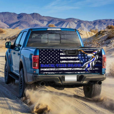 Back The Blue American Eagle truck Tailgate Decal Sticker Wrap Tailgate Wrap Decals For Trucks