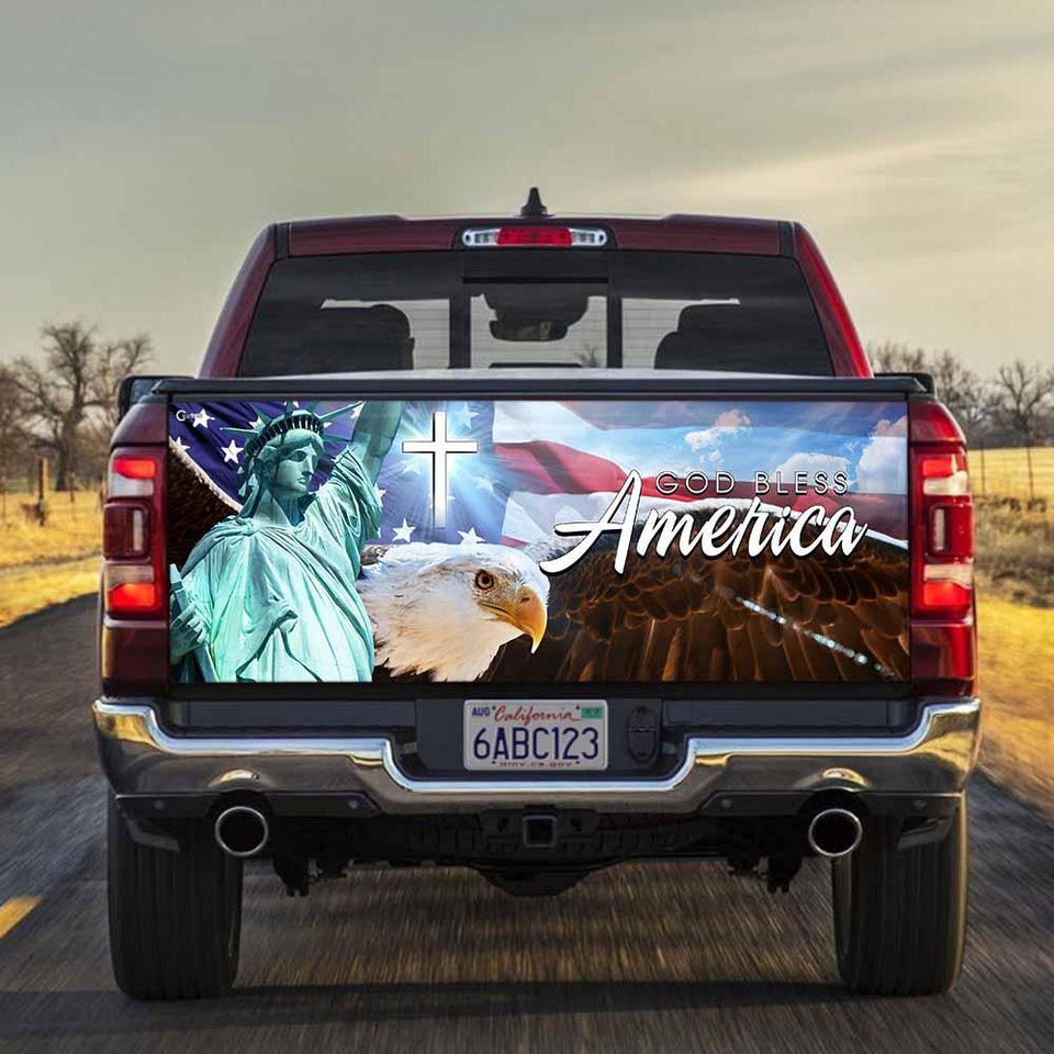 God Bless America Eagle truck Tailgate Decal Sticker Wrap Tailgate Wrap Decals For Trucks