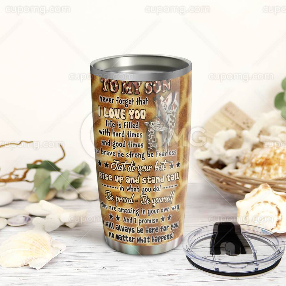 Mom To Son, Be Proud - Be Yourself Giraffe 20oz Tumbler HHS87