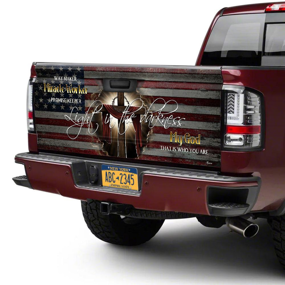 God Jesus Cross American truck Tailgate Decal Sticker Wrap Tailgate Wrap Decals For Trucks
