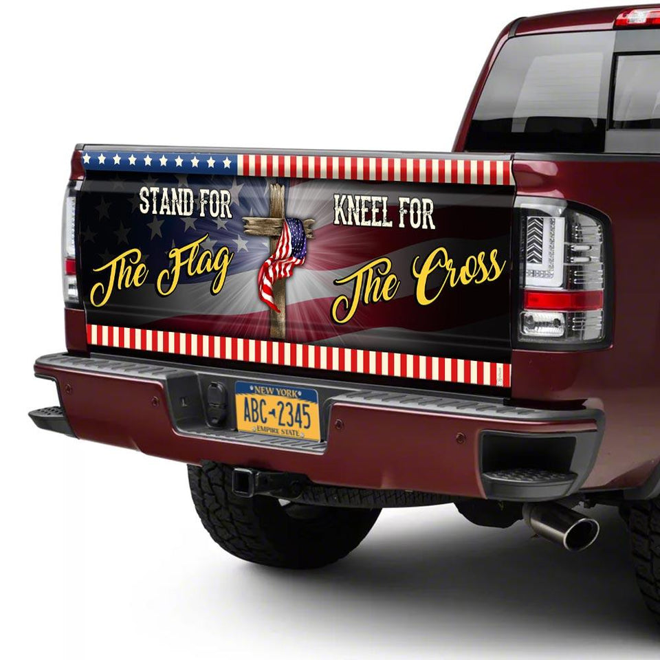 Stand For The Flag Kneel For The Cross truck Tailgate Decal Sticker Wrap Tailgate Wrap Decals For Trucks