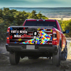 Autism Awareness truck Tailgate Decal Sticker Wrap Never Walk Alone Tailgate Wrap Decals For Trucks