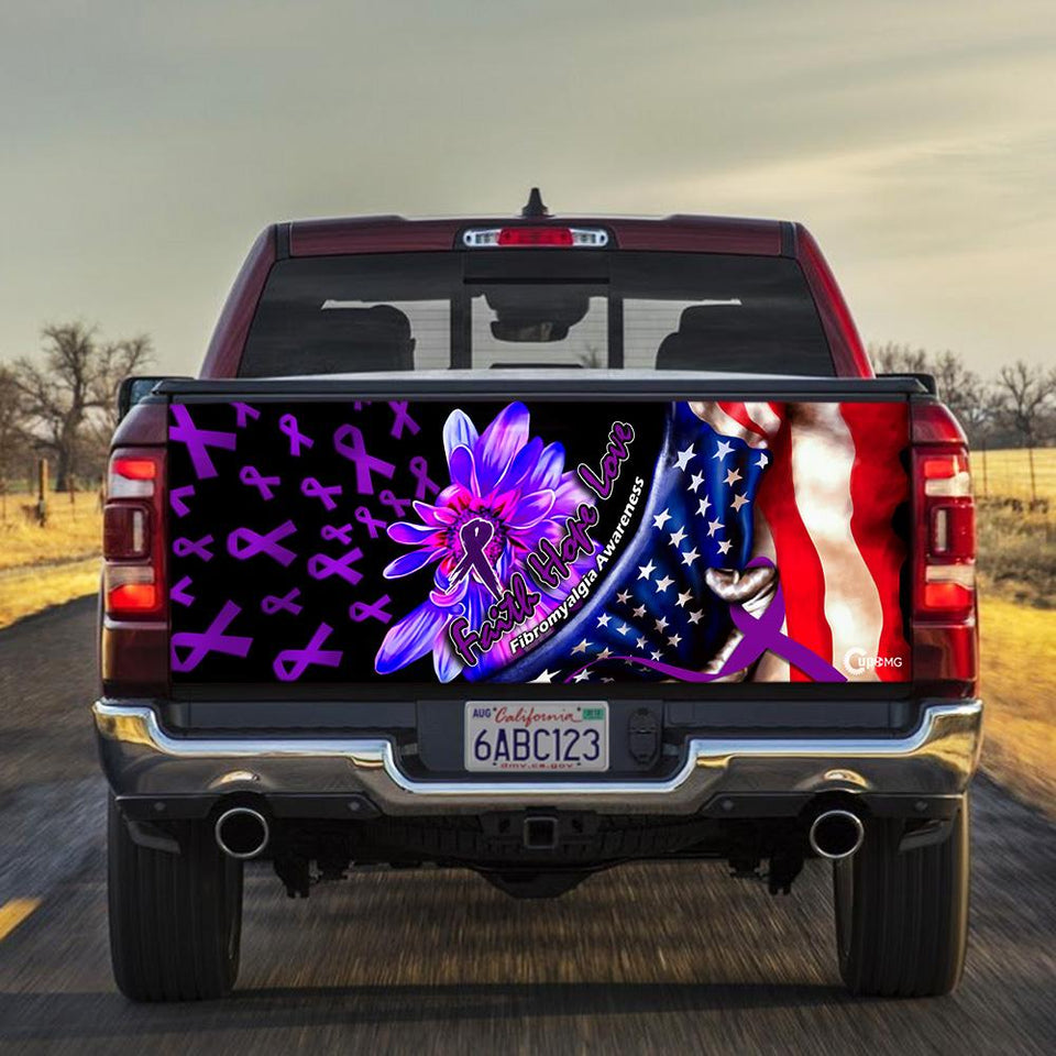 Fibromyalgia Awareness truck Tailgate Decal Sticker Wrap Faith Hope Love Tailgate Wrap Decals For Trucks