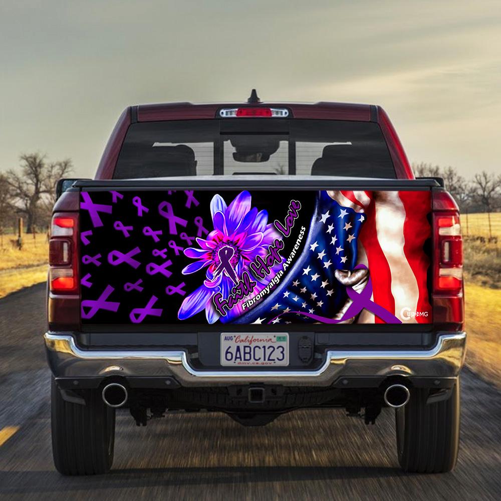 Fibromyalgia Awareness truck Tailgate Decal Sticker Wrap Faith Hope Love Tailgate Wrap Decals For Trucks