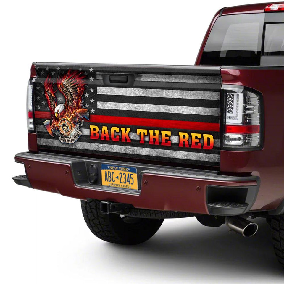 Back The Red Firegighttruck Tailgate Decal Sticker Wrap Tailgate Wrap Decals For Trucks