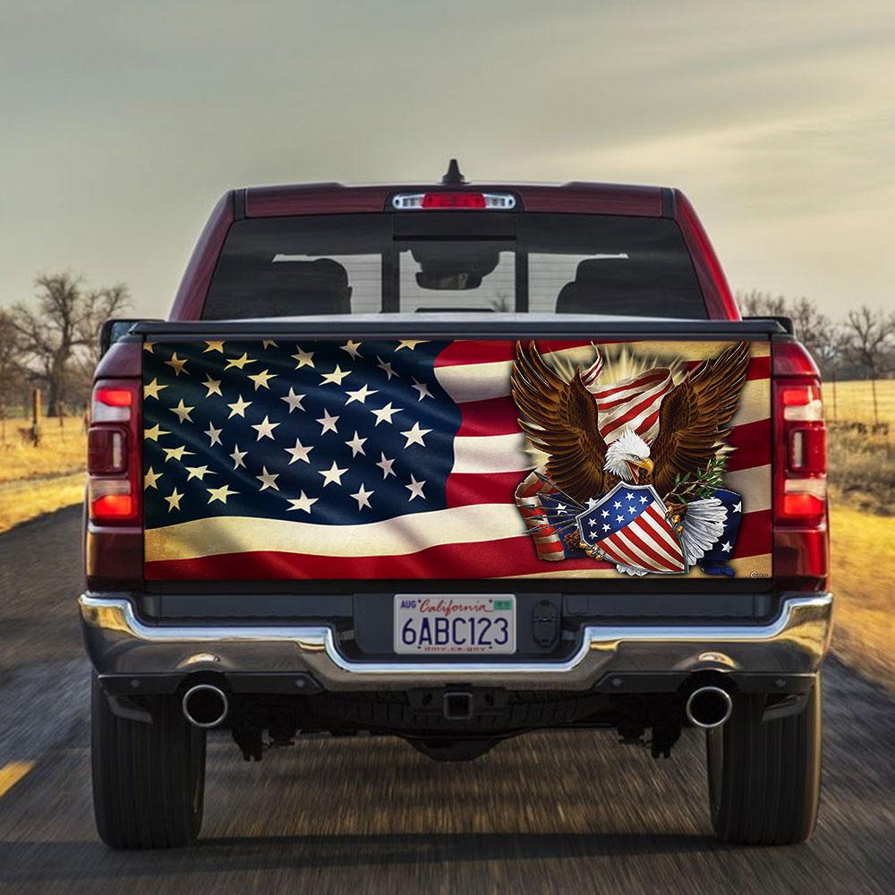 Patriotic American Eagle truck Tailgate Decal Sticker Wrap Tailgate Wrap Decals For Trucks