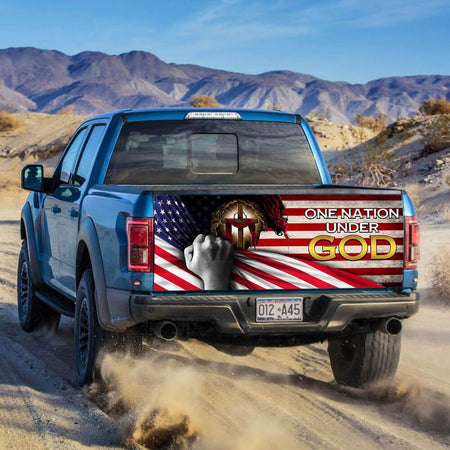 American truck Tailgate Decal Sticker Wrap One Nation Under God Tailgate Wrap Decals For Trucks