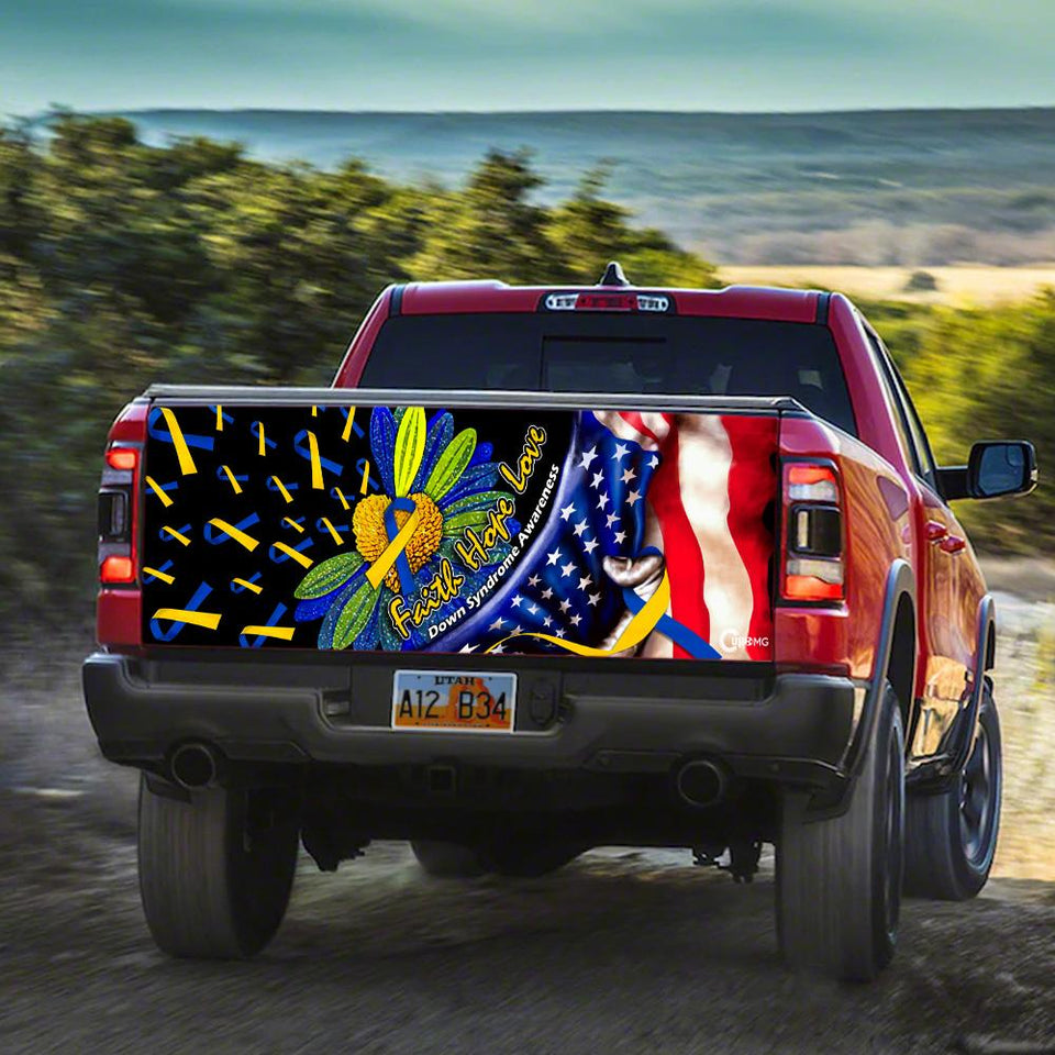 Down Syndrome Awareness truck Tailgate Decal Sticker Wrap Faith Hope Love Tailgate Wrap Decals For Trucks