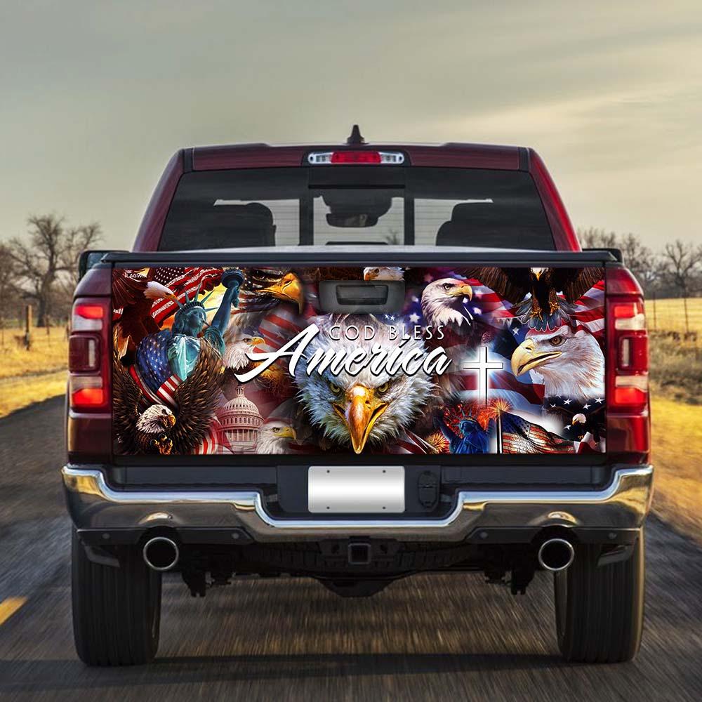 God Bless America Eagle truck Tailgate Decal Sticker Wrap Tailgate Wrap Decals For Trucks