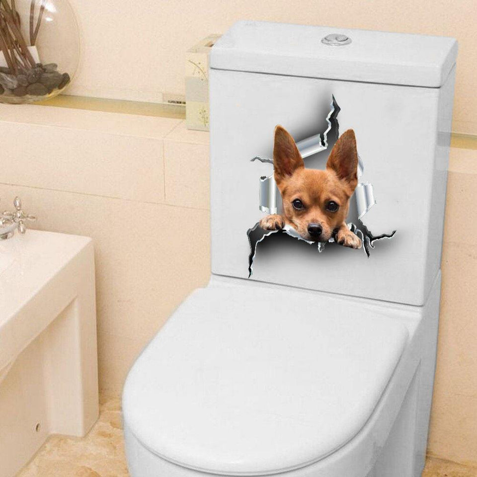 [sk0118-snf-hnd]Funny chihuahua Toilet Sticker Lover - Camellia Print