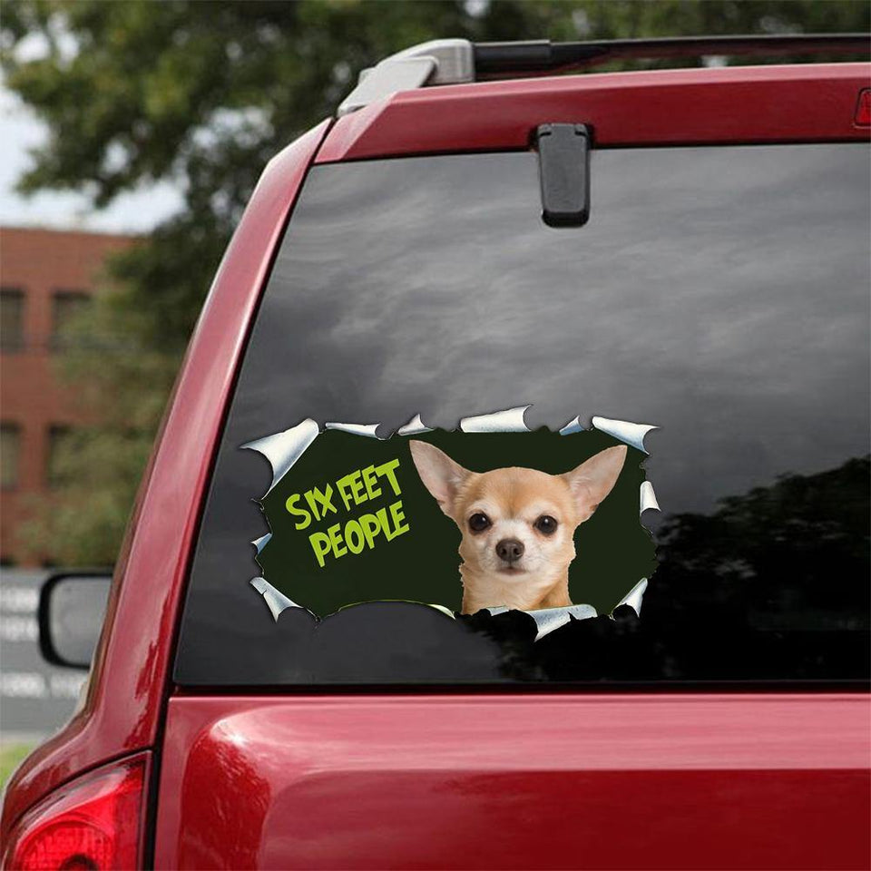 [sk0266-snf-tpa] Funny chihuahua Six feet People Car Sticker Lover - Camellia Print