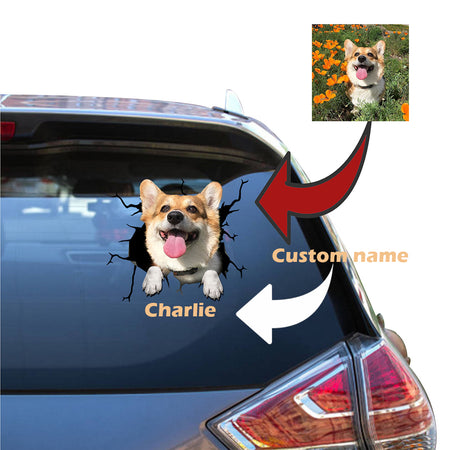 Personalized Stickers Corgi Crack Decals Cute Waterproof Labels For Car Gifts Idea