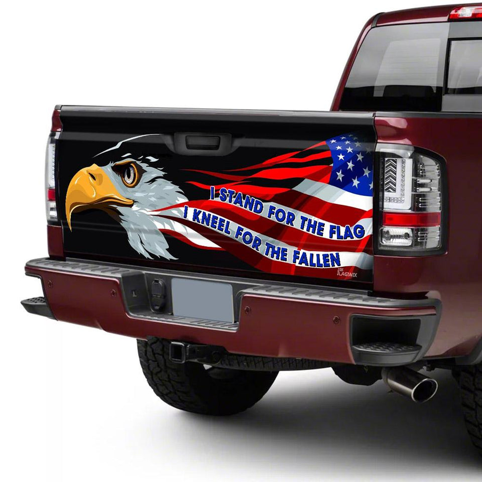 American Eagle truck Tailgate Decal Sticker Wrap I Stand For The Flag I Kneel For The Fallen Tailgate Wrap Decals For Trucks