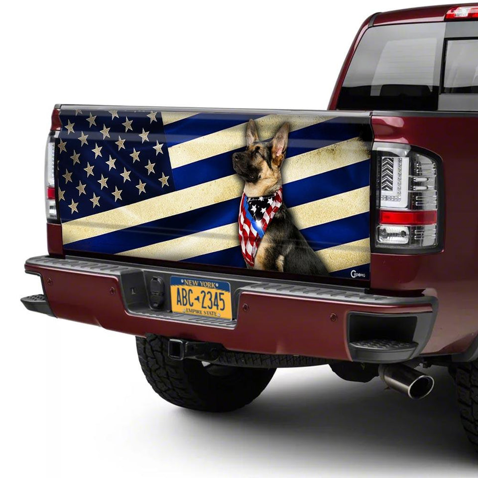 German Shepherd Thin Blue Line truck Tailgate Decal Sticker Wrap Tailgate Wrap Decals For Trucks