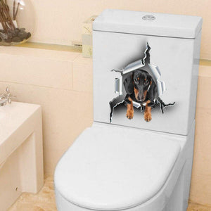 [sk0119-snf-hnd]Funny dachshund Toilet Sticker Lover - Camellia Print
