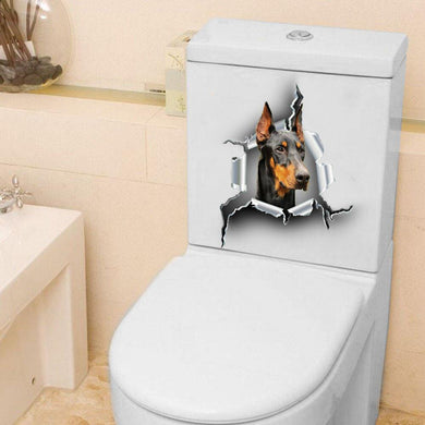 [sk0120-snf-hnd]Funny doberman Toilet Sticker Lover - Camellia Print