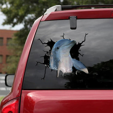 [sk1900-snf-tnt]-dolphin-crack-car-sticker-sea-animals-lover